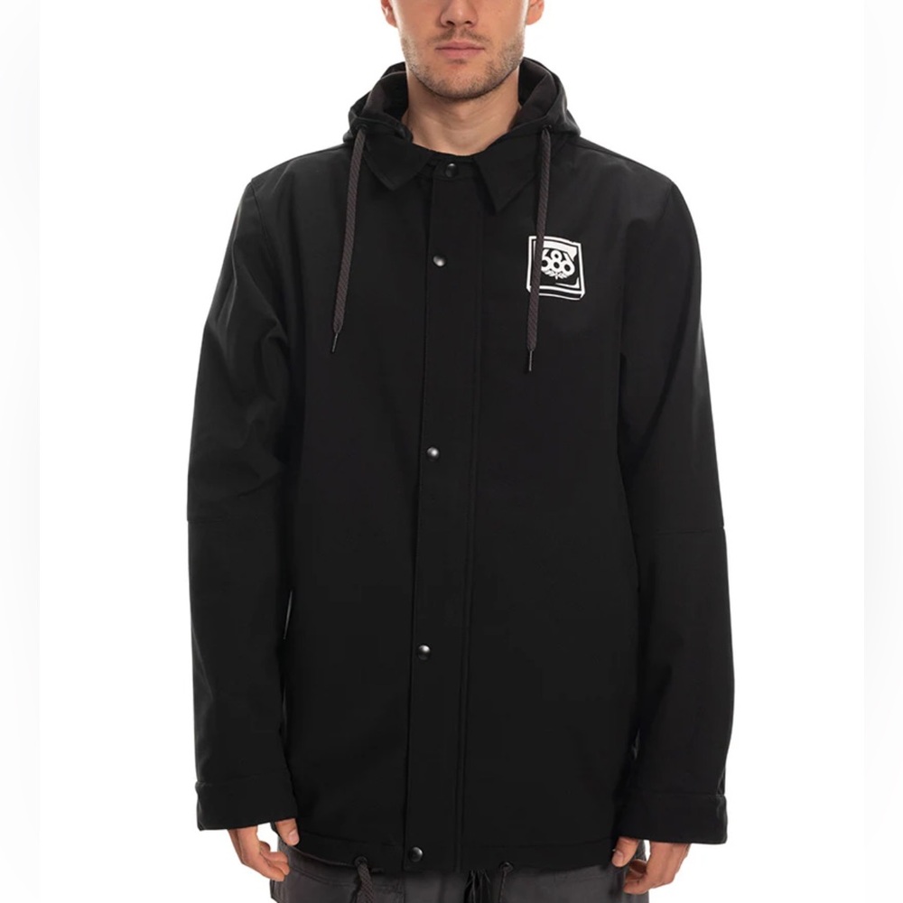 686 Men's Black Snowboard Coat with removable hood
